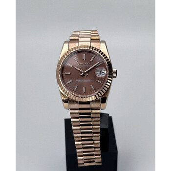 Custom Seiko Mod • Chocolate Rose Gold DateJust • 36mm